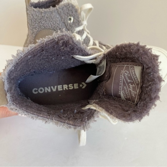 Converse Run Star Hike Sherpa Gray mauve Lined Platform Sneakers size 7 - Picture 13 of 16